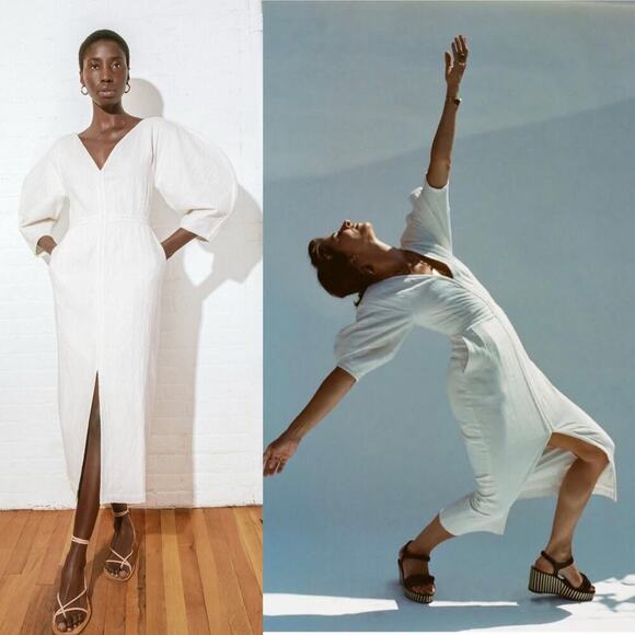 Mara Hoffman Sculptural Sleeve Monet Midi Dress Ivory/White Size 2 Bridal - Picture 10 of 10